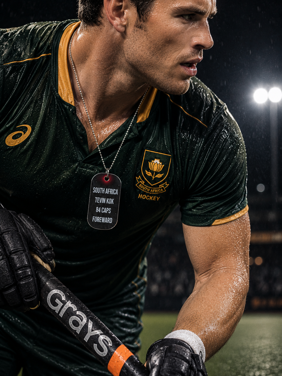 Hockey player wearing a personalised tag